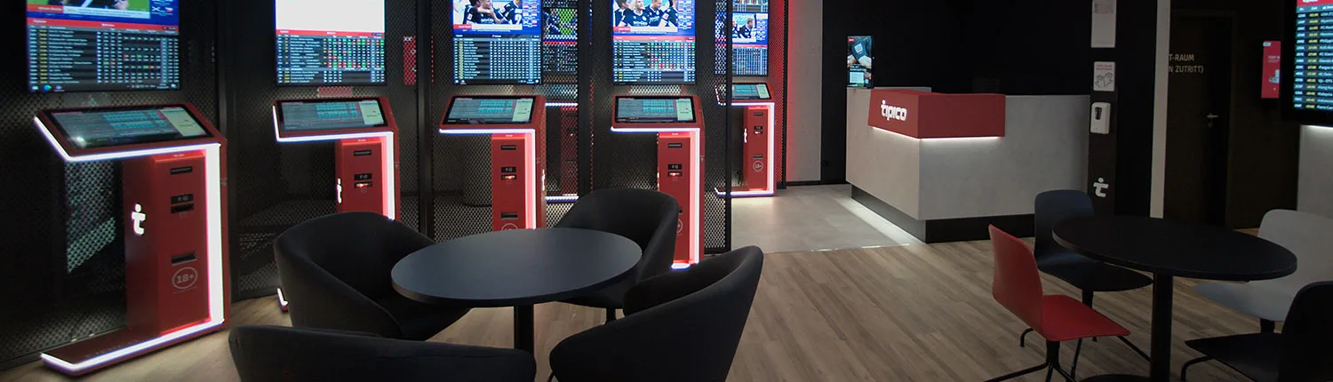 Tipico betting shop with terminals and screens