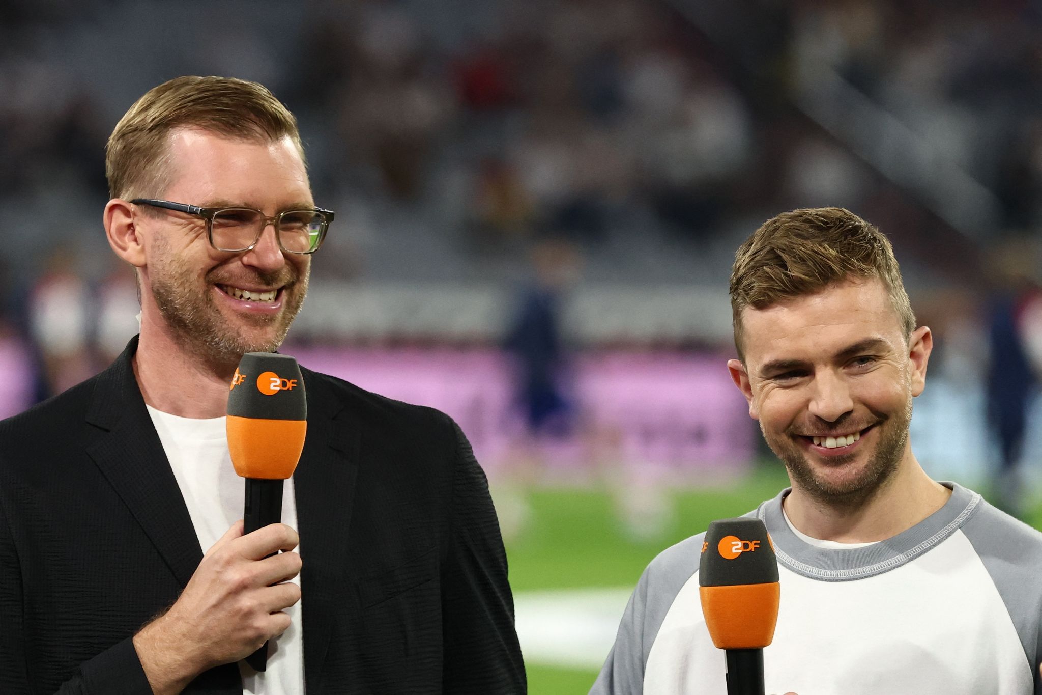 Letzter gemeinsamer Auftritt als TV-Experten: Per Mertesacker (l) und Christoph Kramer.